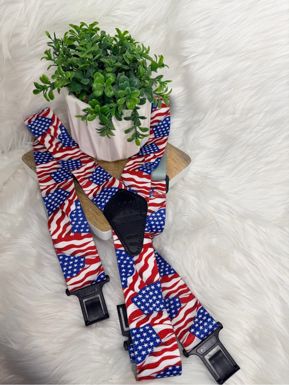 Perry American Flag Pattern Patriotic Suspenders -